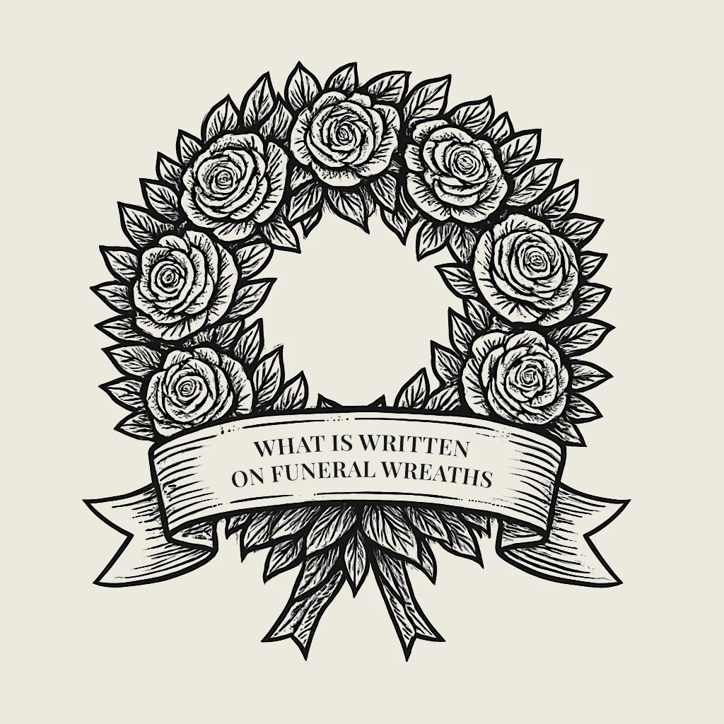 Funeral wreath with a ribbon — symbolizing farewell and messages in memory of the deceased
